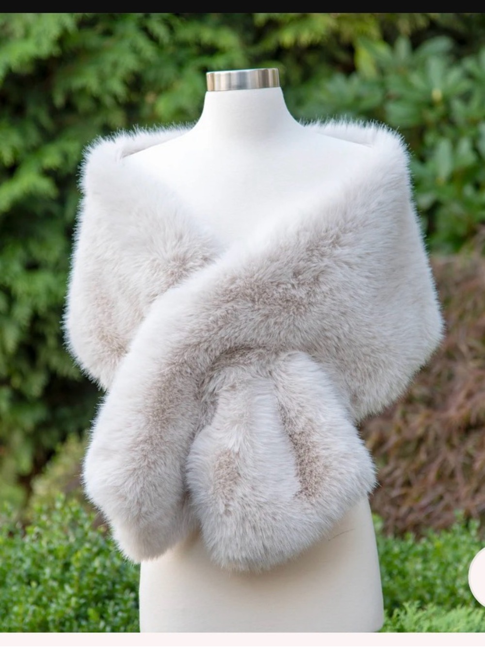 Luxurious Light Gray Faux Fur Stole Wrap - Women Accessories